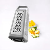 ZWILLING Z-Cut Vierkantreibe 11L x 11B x 26H cm, mit Zwei-Wege-Reibtechnologie, Auffangschale, Edelstahlklinge, 4 Reibeflächen, Kartoffelreibe, Parmesanreibe, Gemüsehobel, spülmaschinengeeignet Grau