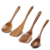 6-teiliges Küchenutensilien-Set aus Holz, antihaftbeschichtet, Kochlöffel, Servierlöffel, Suppenkelle