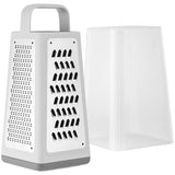 ZWILLING Z-Cut Vierkantreibe 11L x 11B x 26H cm, mit Zwei-Wege-Reibtechnologie, Auffangschale, Edelstahlklinge, 4 Reibeflächen, Kartoffelreibe, Parmesanreibe, Gemüsehobel, spülmaschinengeeignet Grau