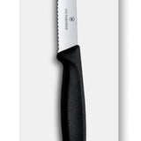 Victorinox Swiss Classic, Frühstücksmesser, Brötchenmesser, Scharfe Klinge, Wellenschliff, 11 cm, Kunststoffgriff, Rostfreier Stahl, Set 6teilig, Schwarz