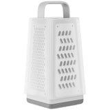 ZWILLING Z-Cut Vierkantreibe 11L x 11B x 26H cm, mit Zwei-Wege-Reibtechnologie, Auffangschale, Edelstahlklinge, 4 Reibeflächen, Kartoffelreibe, Parmesanreibe, Gemüsehobel, spülmaschinengeeignet Grau