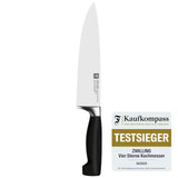 ZWILLING Vier Sterne Kochmesser, Klingenlänge: 20 cm, Rostfreier Spezialstahl, Ergonomischer Kunststoff-Griff, Schwarz [Made in Germany]