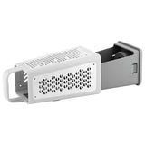 ZWILLING Z-Cut Vierkantreibe 11L x 11B x 26H cm, mit Zwei-Wege-Reibtechnologie, Auffangschale, Edelstahlklinge, 4 Reibeflächen, Kartoffelreibe, Parmesanreibe, Gemüsehobel, spülmaschinengeeignet Grau
