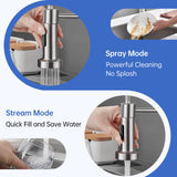 APPASO Wasserhahn, Küchenarmatur Hochdruck mit Herunterziehen Brause, Mischbatterie Küche mit 2 Strahlarten, 360° Drehbar Spültischarmatur -Bleifrei/Nickelfrei Edelstahl | Gebürstet