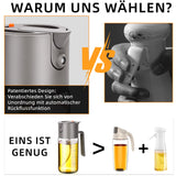 VOMEP Olive Oil Dispenser, 2 in 1 Oil Sprayer for Cooking, 16oz/470ml Glass Oil Spray Bottle with Pourer, Food-grade Oil Dispenser and Oil Sprayer for Kitchen, Salad, Frying, BBQ（Silbergrau）