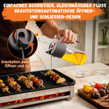 VOMEP Olive Oil Dispenser, 2 in 1 Oil Sprayer for Cooking, 16oz/470ml Glass Oil Spray Bottle with Pourer, Food-grade Oil Dispenser and Oil Sprayer for Kitchen, Salad, Frying, BBQ（Silbergrau）