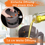 VOMEP Olive Oil Dispenser, 2 in 1 Oil Sprayer for Cooking, 16oz/470ml Glass Oil Spray Bottle with Pourer, Food-grade Oil Dispenser and Oil Sprayer for Kitchen, Salad, Frying, BBQ（Silbergrau）