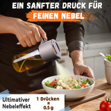 VOMEP Olive Oil Dispenser, 2 in 1 Oil Sprayer for Cooking, 16oz/470ml Glass Oil Spray Bottle with Pourer, Food-grade Oil Dispenser and Oil Sprayer for Kitchen, Salad, Frying, BBQ（Silbergrau）