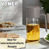 VOMEP Olive Oil Dispenser, 2 in 1 Oil Sprayer for Cooking, 16oz/470ml Glass Oil Spray Bottle with Pourer, Food-grade Oil Dispenser and Oil Sprayer for Kitchen, Salad, Frying, BBQ（Silbergrau）