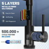 APPASO Wasserhahn Küche Schwarz, Hochdruck Küchenarmatur Schwarz mit Brause, Mischbatterie Küche mit 2 Strahlarten, Spültischarmatur für Küche 360° Drehbar | Edelstahl Mattschwarz