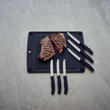 Victorinox Swiss Classic, Frühstücksmesser, Brötchenmesser, Scharfe Klinge, Wellenschliff, 11 cm, Kunststoffgriff, Rostfreier Stahl, Set 6teilig, Schwarz